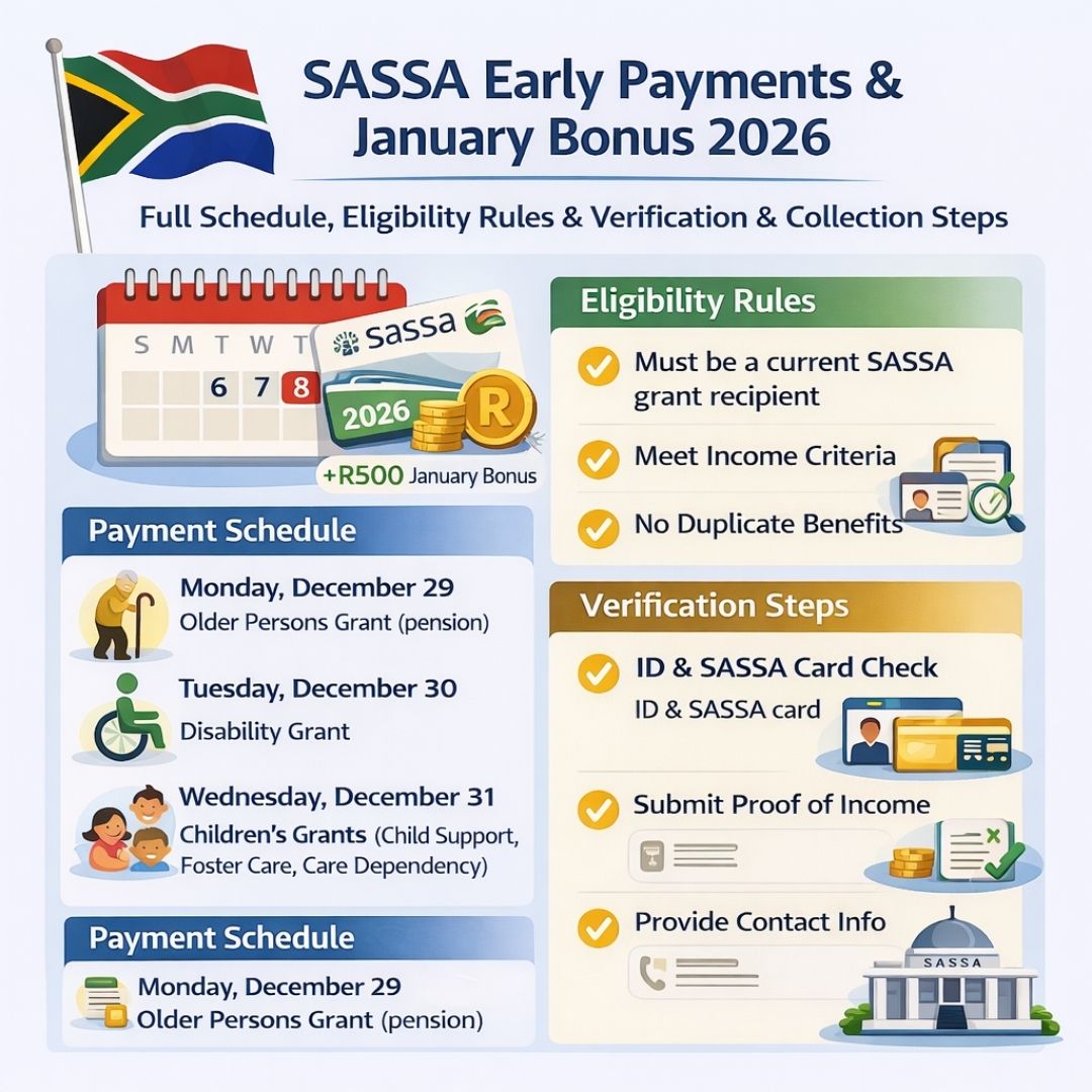 SASSA Early Payments and January bonus 2026